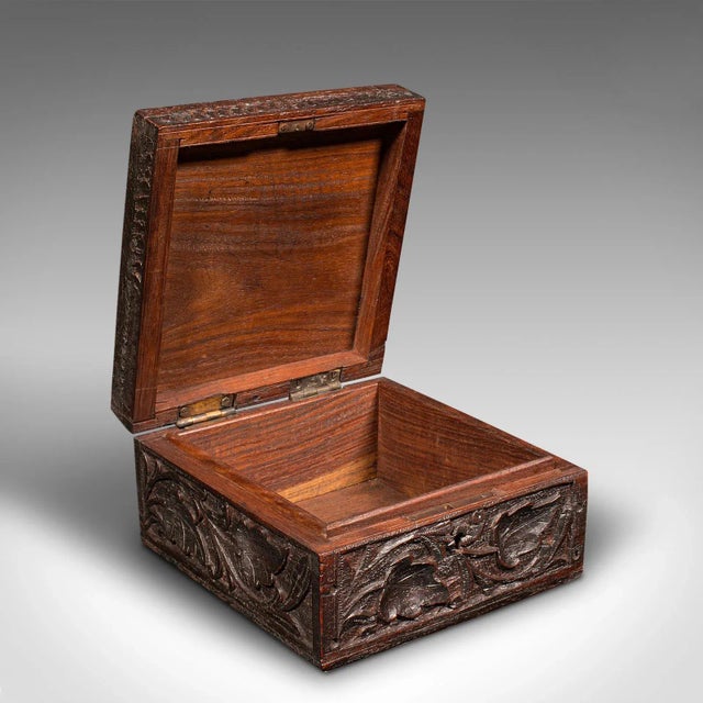 1940s Small Vintage Art Deco Indian Teak Keepsake Box For Sale - Image 10 of 10