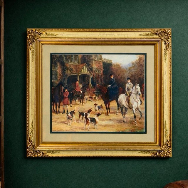 Late 20th Century Heywood Hardy “The Meet” Equestrian Fox Hunt Framed Offset Lithograph Print For Sale - Image 12 of 12