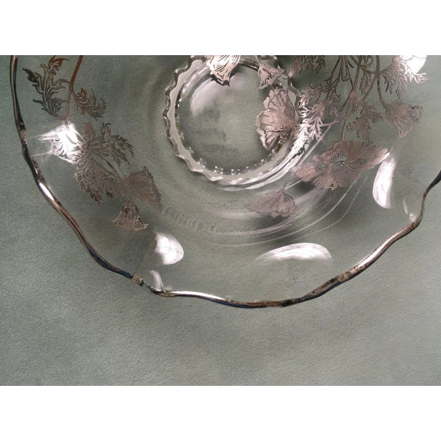 1950s Wildflower Bouquet Silver Overlay Decorative Fruit Bowl For Sale In Jacksonville, FL - Image 6 of 13