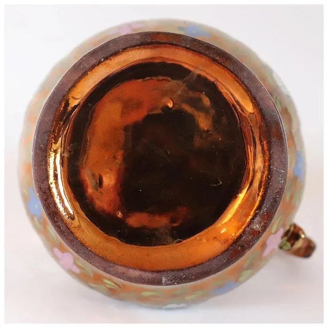 English Staffordshire Enamelled Copper Luster Dog-Handle Pitcher For Sale - Image 4 of 13