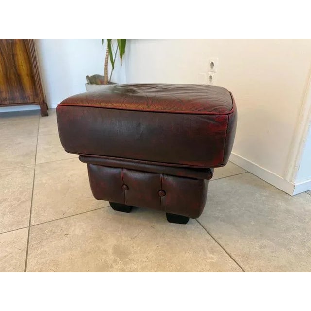 Chesterfield Stool in Leather For Sale - Image 3 of 9