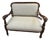 Small Antique Dark Wood Edwardian Loveseat With New Upholstery For Sale