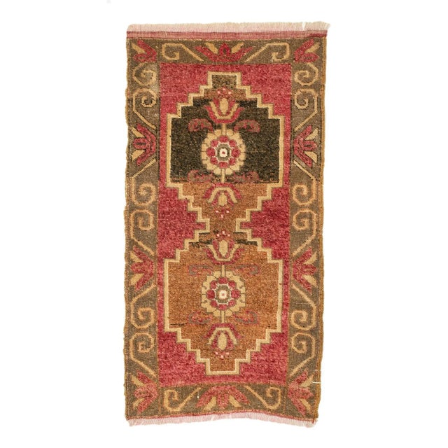 Vintage Mini Turkish Rug For Sale - Image 4 of 4