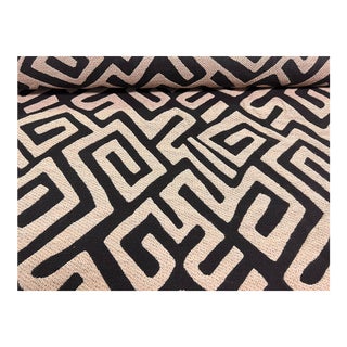 1.25 Yard Bakuba James Malone 91 Taupe Black African Geometric Abstract Upholstery Fabric For Sale