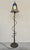 Quoizel Patinated Metal Floor Lamp With Signed Todd Philips Iridescent Glass Shade For Sale - Image 4 of 12