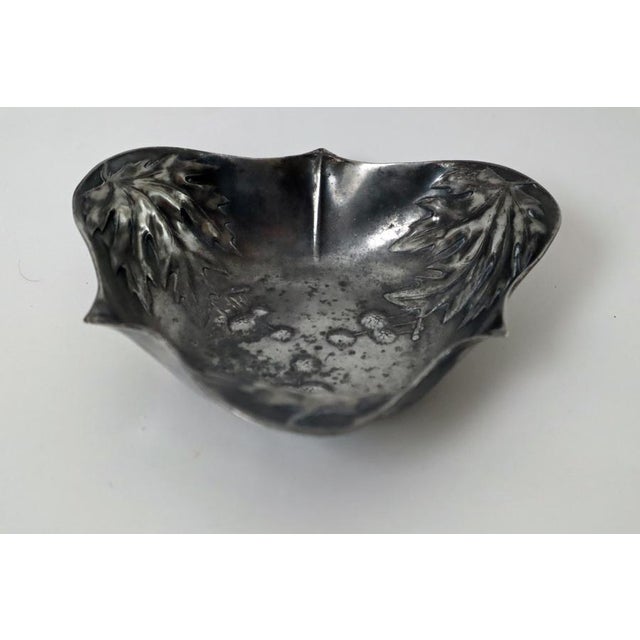 Beautiful small early Art Nouveau bowl, probably made of nickel silver. This bowl is a particularly rare find, as it is...