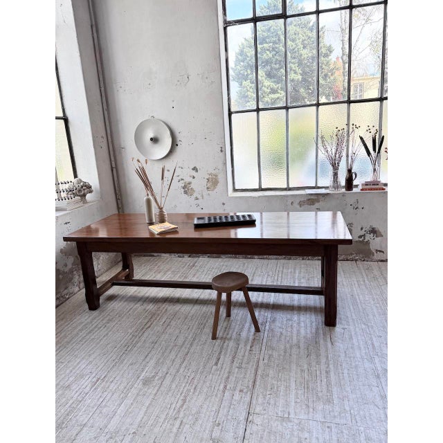 Wood Vintage Farmhouse Table in Walnut, 1950s For Sale - Image 7 of 18