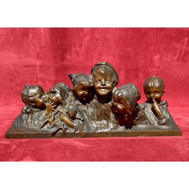 Juan Clara, Busts of Laughing Children, Bronze For Sale - Image 10 of 10