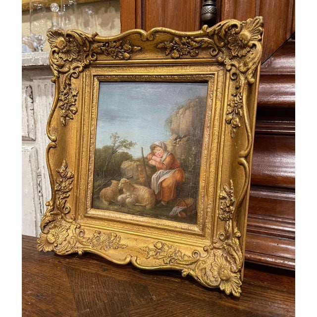 Decorate a wall, study, or intimate powder room with this charming antique pastoral painting created in England circa...