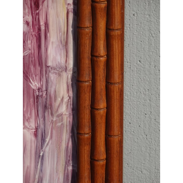 Brown Vintage Bamboo Frame Abstract Watercolor Picture by Susan Wood For Sale - Image 8 of 13