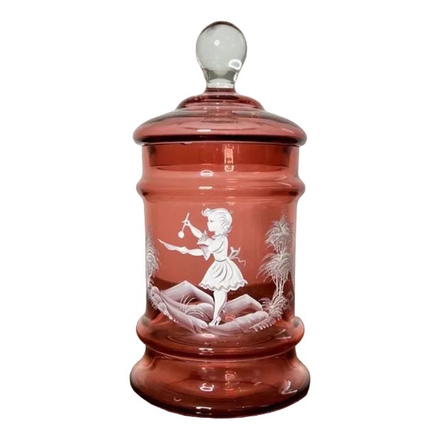 Antique Mary Gregory Jar and Cover, 1900s For Sale