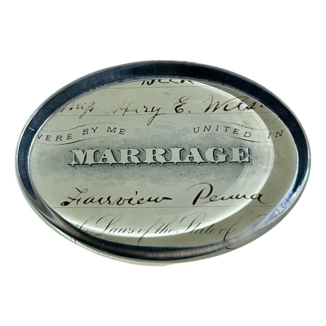 John Derian Oval Glass Marriage Paper Weight For Sale