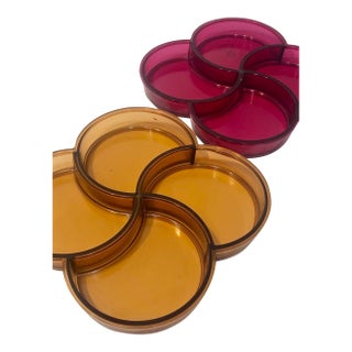 Pair of Vintage Dansk "Spiral" 4-Compartment Acrylic Trays by Gunnar Cyrén For Sale