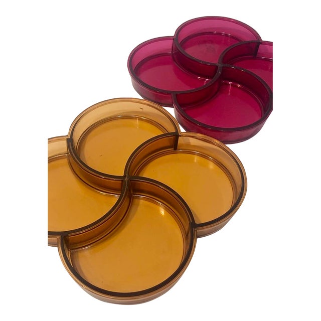 Pair of Vintage Dansk "Spiral" 4-Compartment Acrylic Trays by Gunnar Cyrén For Sale
