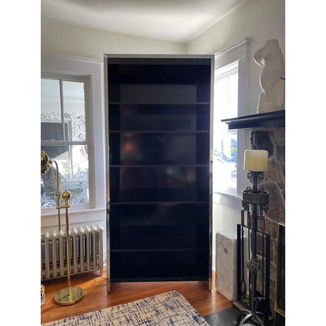 Wood Mid Century Milo Baughman for John Stuart Open Chrome Frame Bookcase For Sale - Image 7 of 7