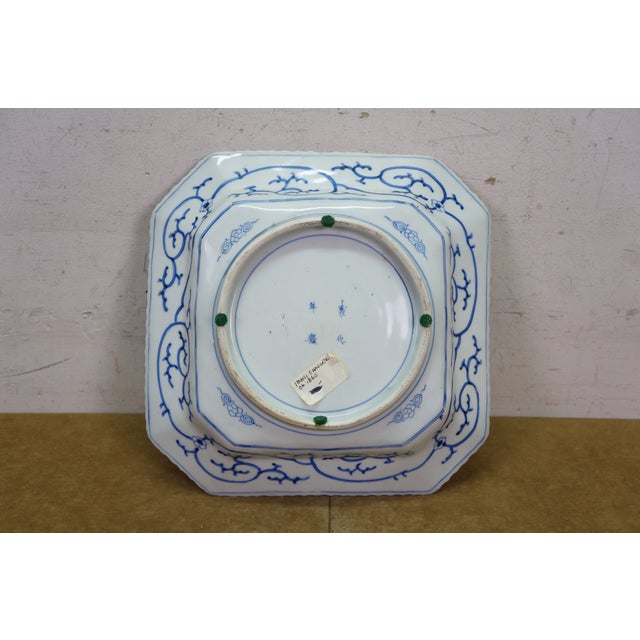 Antique Japanese Blue & White Octagonal Imari Serving Plate Platter For Sale - Image 12 of 14