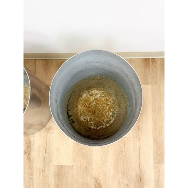 Vintage Round Chrome Oversized Planter Pair MCM Mid-Century Modern Chic For Sale - Image 10 of 15