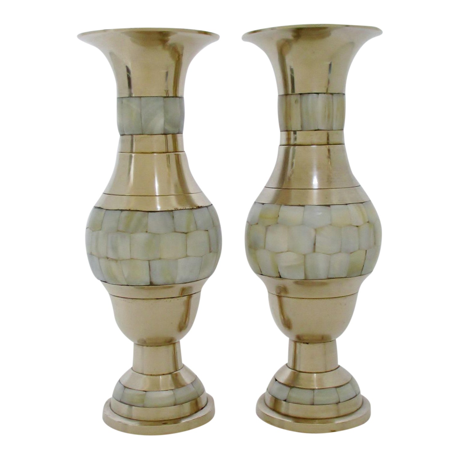 Brass Mother Of Pearl Vases A Pair Chairish