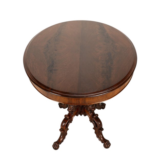 19th Century Renaissance Revival Carved Lion Oval Center Table For Sale - Image 14 of 17