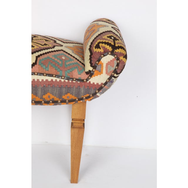 2020s High Confortable Handmade Vintage Kilim Upholstery Living Room or Entryway Bench For Sale - Image 5 of 8