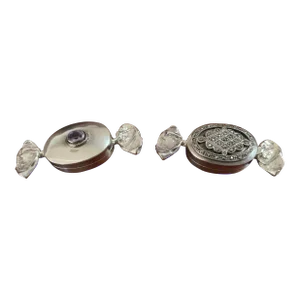 Vintage Sterling Silver Candy Shaped Trinket Boxes -One With Marcasite and One With an Amethyst