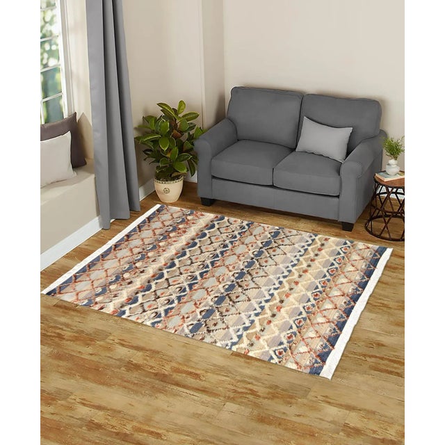 Blue 1990s 1990s Modern Moroccan High-Low Blue/Gray Wool Rug - 4'3'' X 6'4'' For Sale - Image 8 of 8