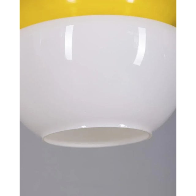 Vintage White and Yellow Glass Pendant, Italy, 1970s For Sale - Image 4 of 8
