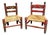 Vintage Set of 2 Hand-Painted Mexican Folk Art Children’s Ladderback Chairs With Rush Seats For Sale