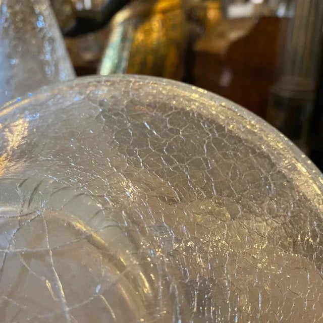 Transparent 1970s Mid-Century Modern Italian Crackle Glass Vases - Set of 3 For Sale - Image 8 of 11