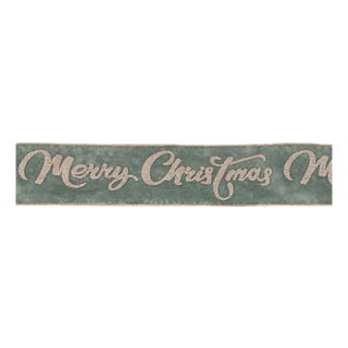 Glittered Merry Christmas Wired Ribbon 4" x 5 Yds. For Sale