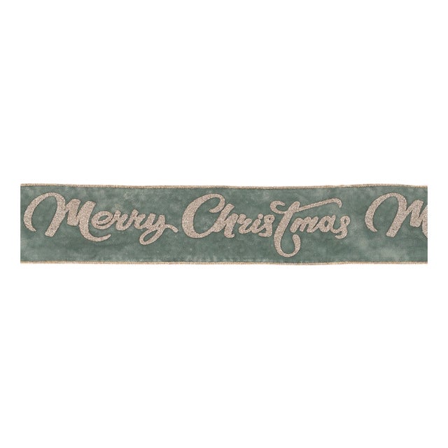 Glittered Merry Christmas Wired Ribbon 4" x 5 Yds. For Sale