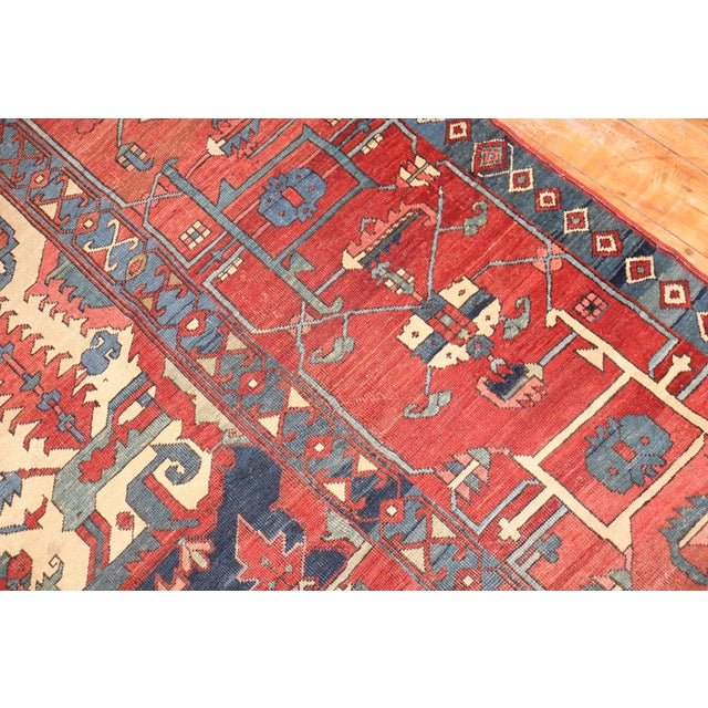 Zabihi Collection Pictorial Animal Figure Antique Persian Serapi Carpet - 11'1" x 15'1" For Sale - Image 4 of 18