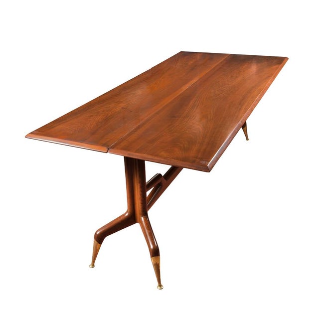 Console Table in Walnut with Brass Legs by Gio Ponti, 1950s For Sale - Image 11 of 17