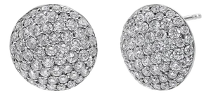 18K White Gold 3 1/2 Cttw Shared Prong Set Diamond Cluster Composite Disc Stud Earrings (F-G Color, VS1-VS2 Clarity)