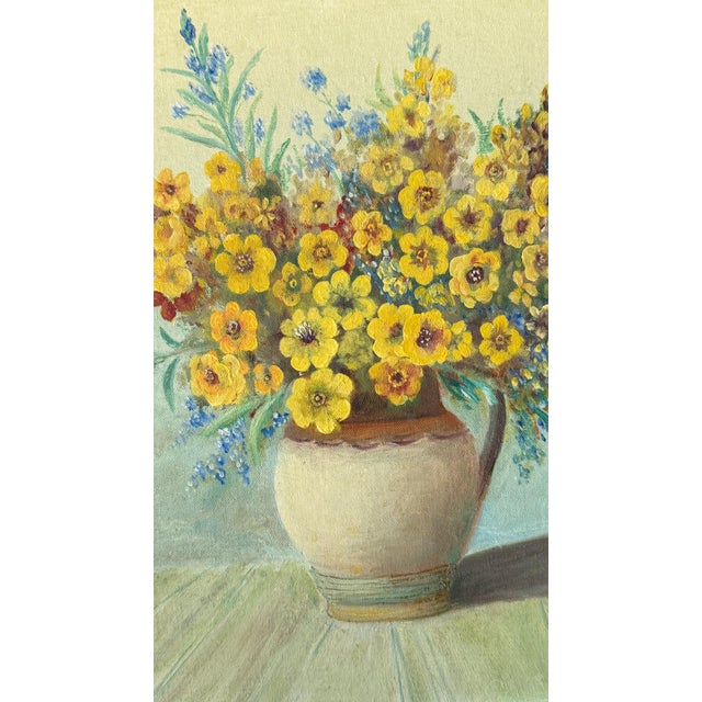 1930s Wildflowers Still Life Oil Painting by F. Lazzaro For Sale - Image 4 of 9