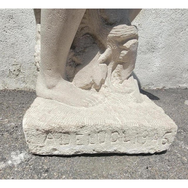 André Deluol, Standing Man, Stone Sculpture, 20th Century For Sale - Image 3 of 18