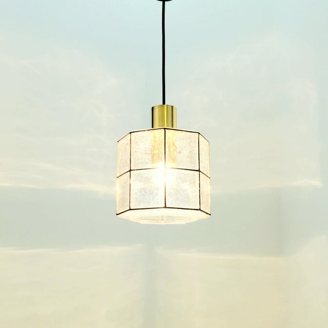Mid-Century Modern Pendant Light in Glass and Brass from Limburg, Germany, 1960s For Sale - Image 6 of 12