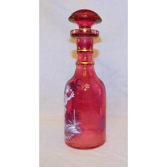 Victorian Late 19th Century Mary Gregory Victorian Glass Decanter For Sale - Image 3 of 8