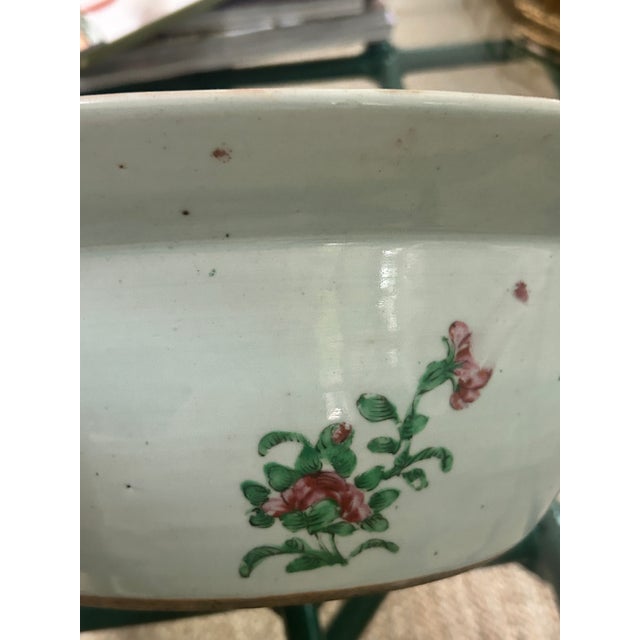 Rose Large 19th Century Rose Medallion Rimmed Basin For Sale - Image 8 of 12