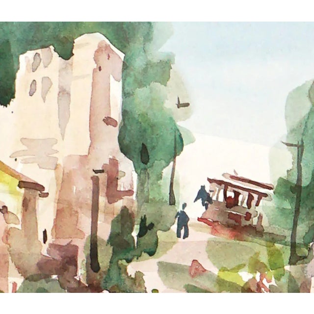 Impressionist Vintage San Francisco Watercolor Landscape -- Lombard Street in Springtime by Sun Ying For Sale - Image 3 of 6