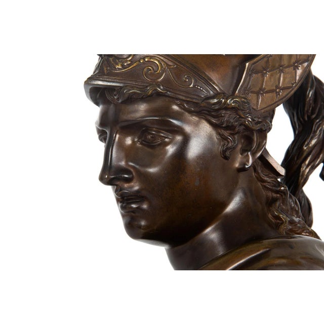 French Bronze Sculpture Antique Bust of Greek Warrior, Late 19th Century For Sale - Image 11 of 12