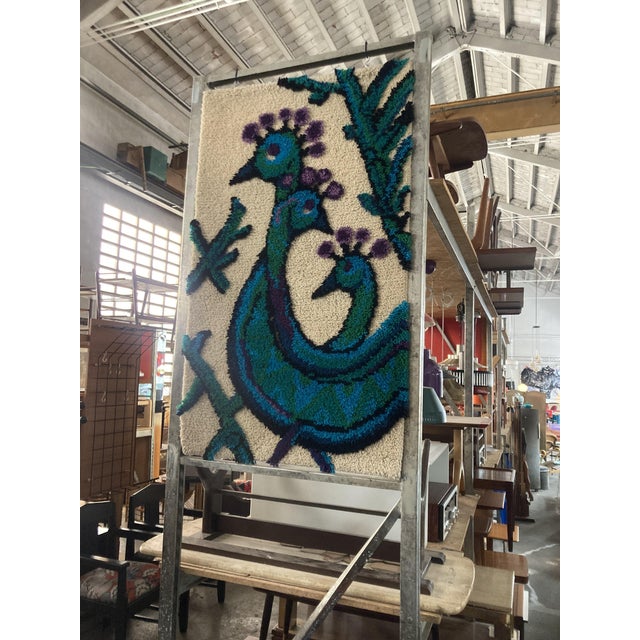 Vintage Peacock Wall Tapestry, 1970s For Sale - Image 4 of 5