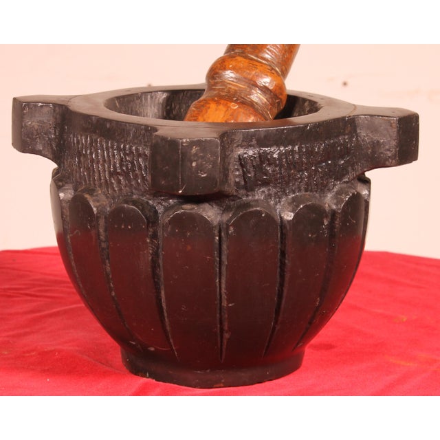 Engraved Black Marble Mortar, 1700s For Sale - Image 3 of 9