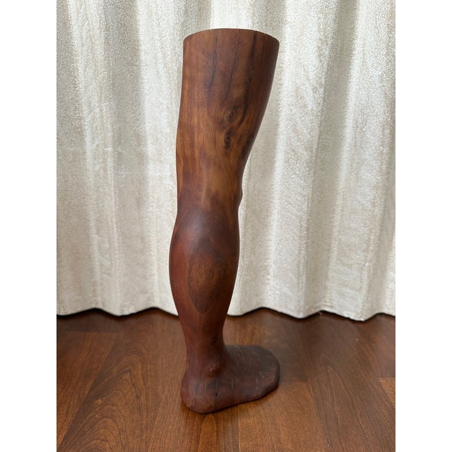 Wood Vintage 14” Handcarved Wood Leg Sculpture For Sale - Image 7 of 18