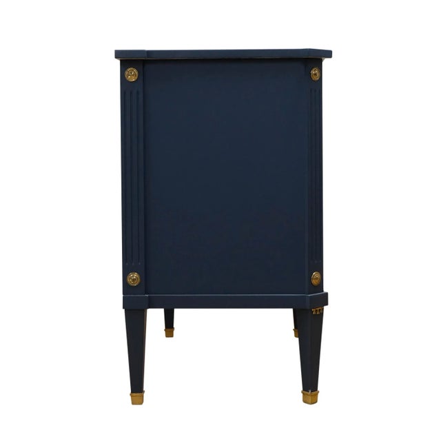 1950s Gustavian Style 3 Drawer Chest Painted Mifnight Blue For Sale - Image 6 of 8