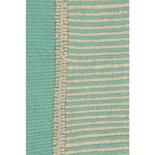 Rug & Kilim’s Contemporary Kilim in Blue and Beige Geometric Stripes For Sale In New York - Image 6 of 8