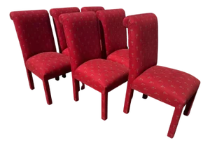 Late 20th Century Set of 6 Fully Upholstered Parsons Style Dining Chairs