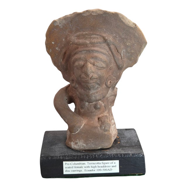 Large Pre-Columbian Jama-Coaque Seated Female Figure, 100 BCE-500 CE For Sale