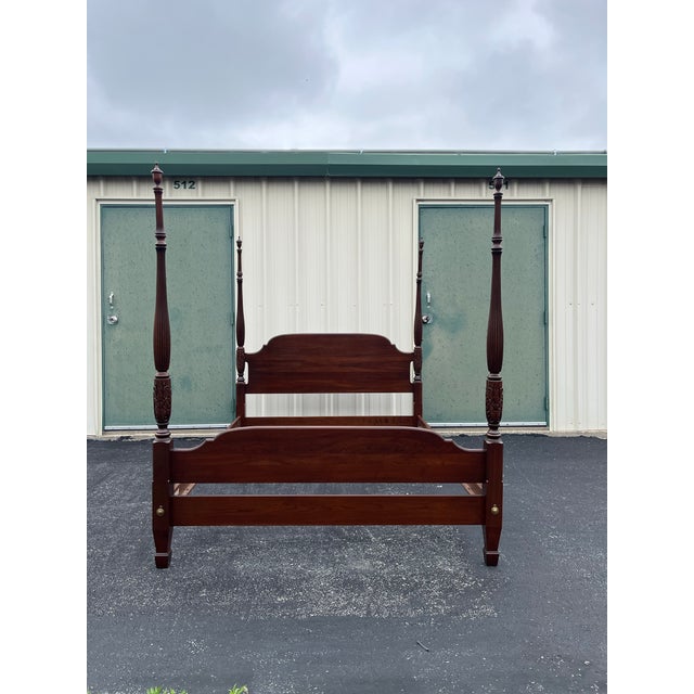 Traditional Ethan Allen Georgian Court Cherry Queen Poster Bed For Sale - Image 3 of 12