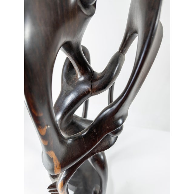 Brown Mid-Century Modern African Carved Abstract Ebony Sculpture For Sale - Image 8 of 12